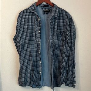 Banana Republic Navy Checkered Standard Fit Shirt